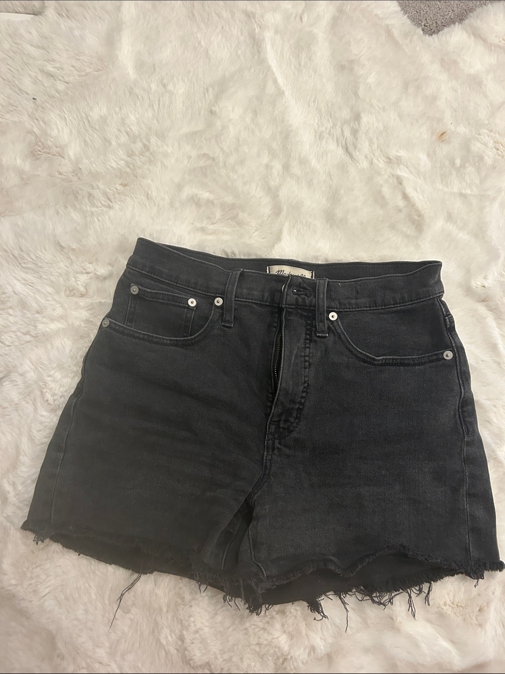 Madewell Black Frayed Hem Denim Cutoff Shorts